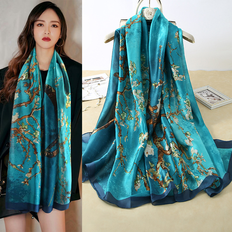Face Scarf Mask - ผ้าพันคอไหมพิมพ์ลายโซ่ ขนาด 180*90 ซม. หรูหรา คลาสสิก