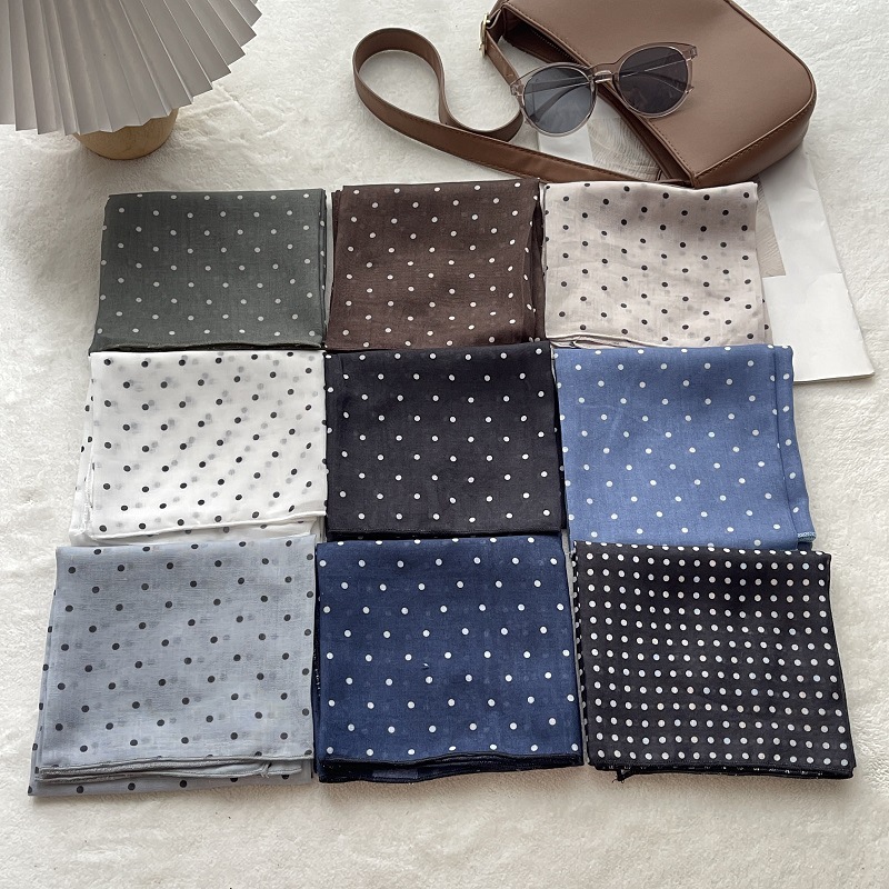Bandana Cotton - ผ้าพันคอผ้าฝ้ายลายจุดสำหรับผู้หญิง ผ้าพันคอสี่เหลี่ยม ผ้าโพกศีรษะ ผ้าพันคอแฟชั่น ผ้าคลุมไหล่ ผ้าพันคอฤดูร้อน