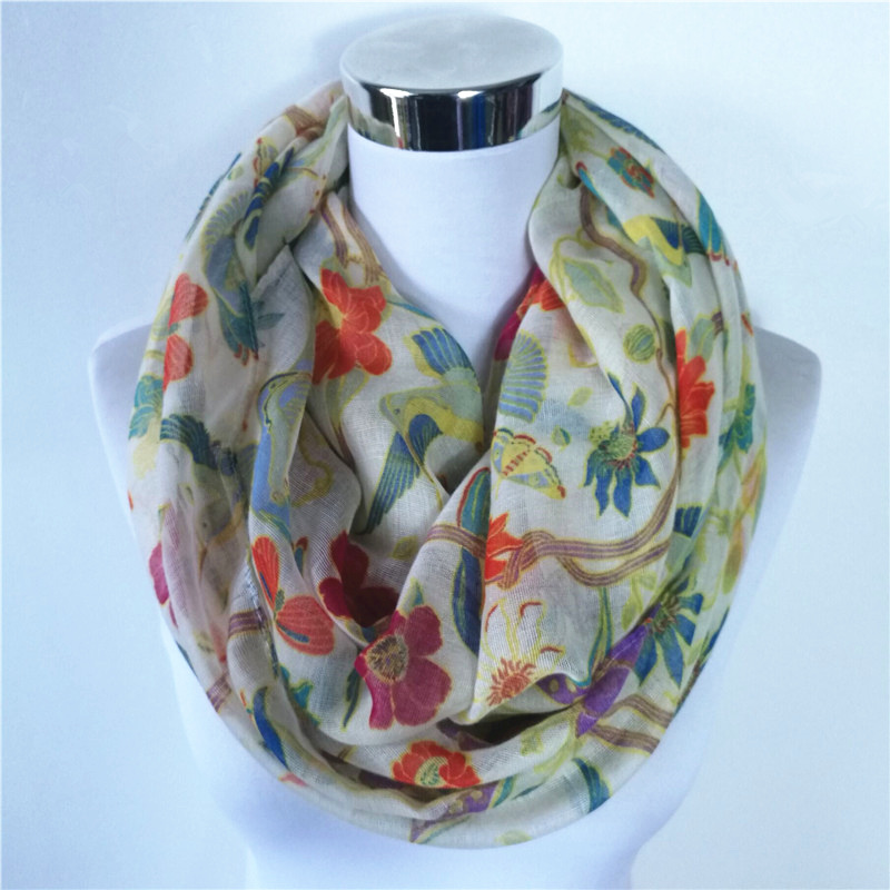 Infinity Scarf Knit - ใหม่ Magpie Bird พิมพ์เหนียว Match Ipek