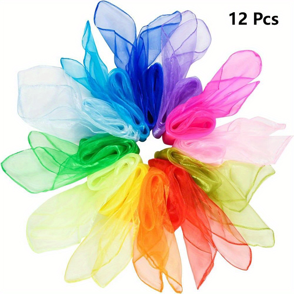 Scarf Silk Square - 10 pcs/12 pcs สไตล์ใหม่ Juggling ผ้าไหมเต้นรําผ้าพันคอ