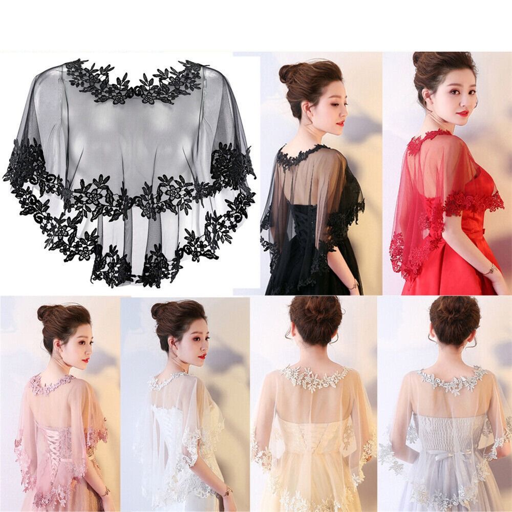 Stole Wedding Shawl - แฟชั่นลูกไม้แขนสั้น Shrug เจ้าสาวงานแต่งงาน Elegant Cape ฤดูร้อนสบายๆผ้าคลุมไหล่ชุดราตรีผ้าคลุมไหล่ผู้หญิง