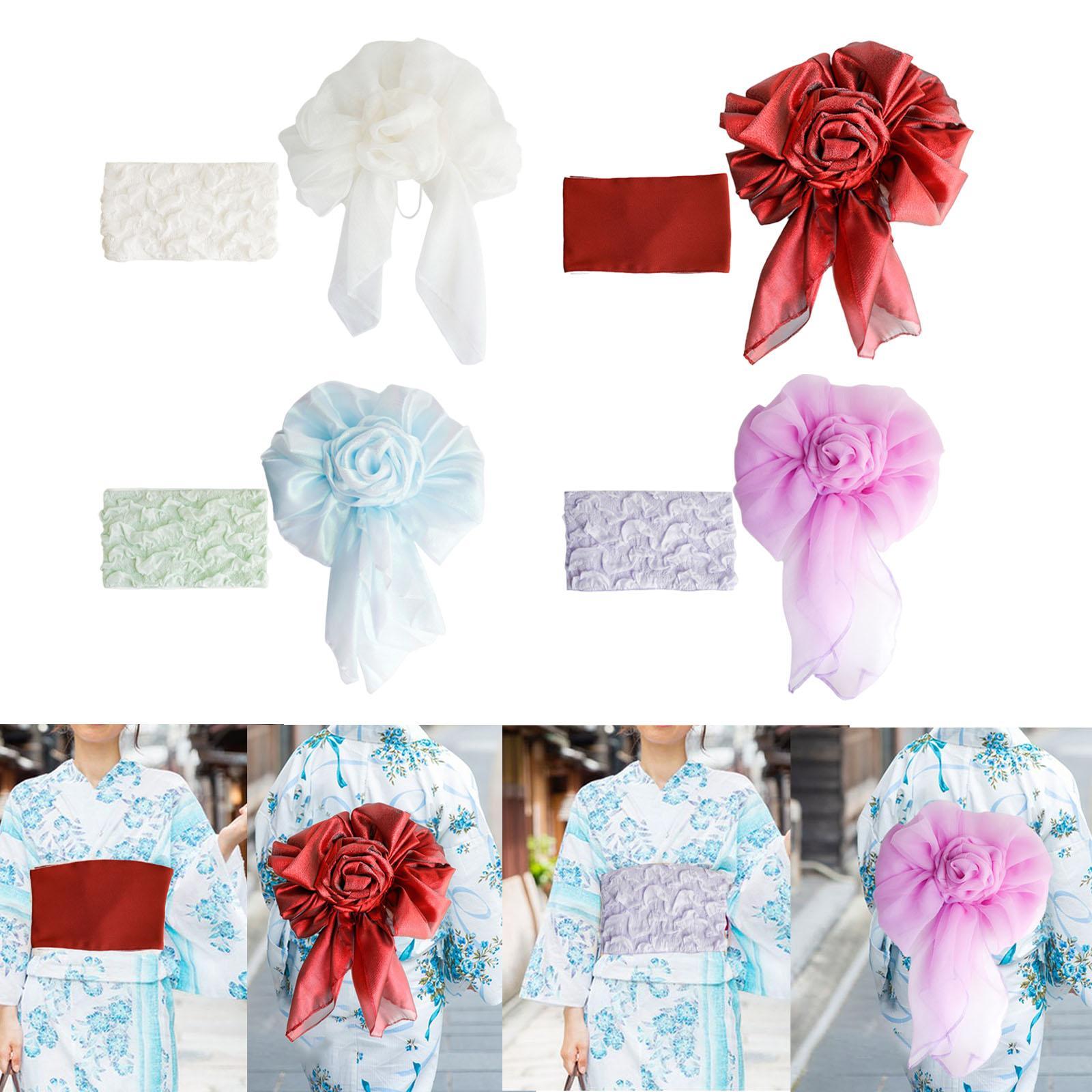 Bow Tie Pre Tied - เข็มขัดยูกาตะแบบนุ่มสำหรับผู้หญิง สวมใส่ง่าย เข็มขัดคิโมโน โอบิ สายคาดเอวแบบดั้งเดิม ผูกโบว์สำเร็จรูป