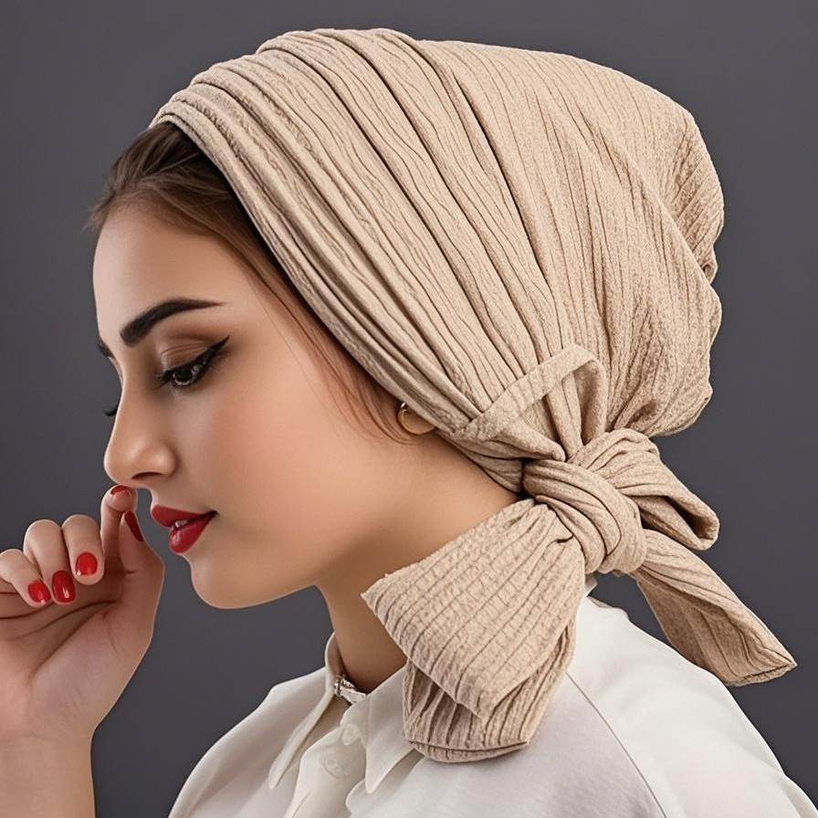 Head Wrap Turban - หมวกผ้าโพกหัวทรงสปริงสุดหรูสำหรับผู้หญิง หมวกบีนนี่ หมวกสำหรับผู้ป่วยเคมีบำบัด ผ้าคลุมศีรษะแบบมุสลิม ผ้าคลุมผมผู้หญิงสุดหรู ผ้าโพกหัว