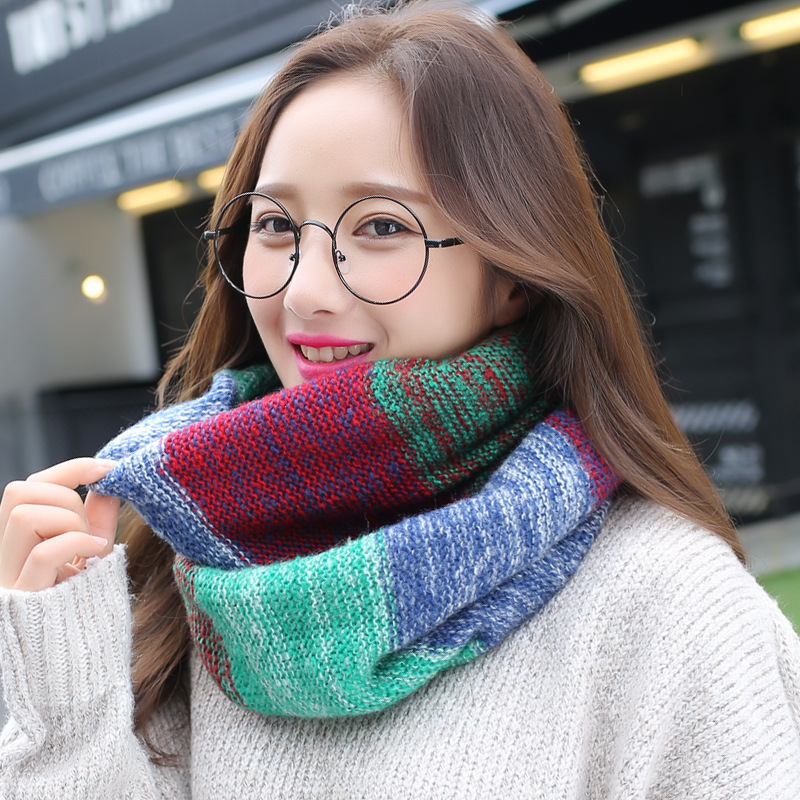 Infinity Scarf Knit - ผ้าพันคออินฟินิตี้ถักลายรุ้งสำหรับผู้หญิงผ้าพันคอแบบมีห่วงผ้าพันคอให้ความอบอุ่นผ้าพันคอมีห่วงคล้องผ้าพันคอและผ้าพันคอสำหรับหน้าหนาว