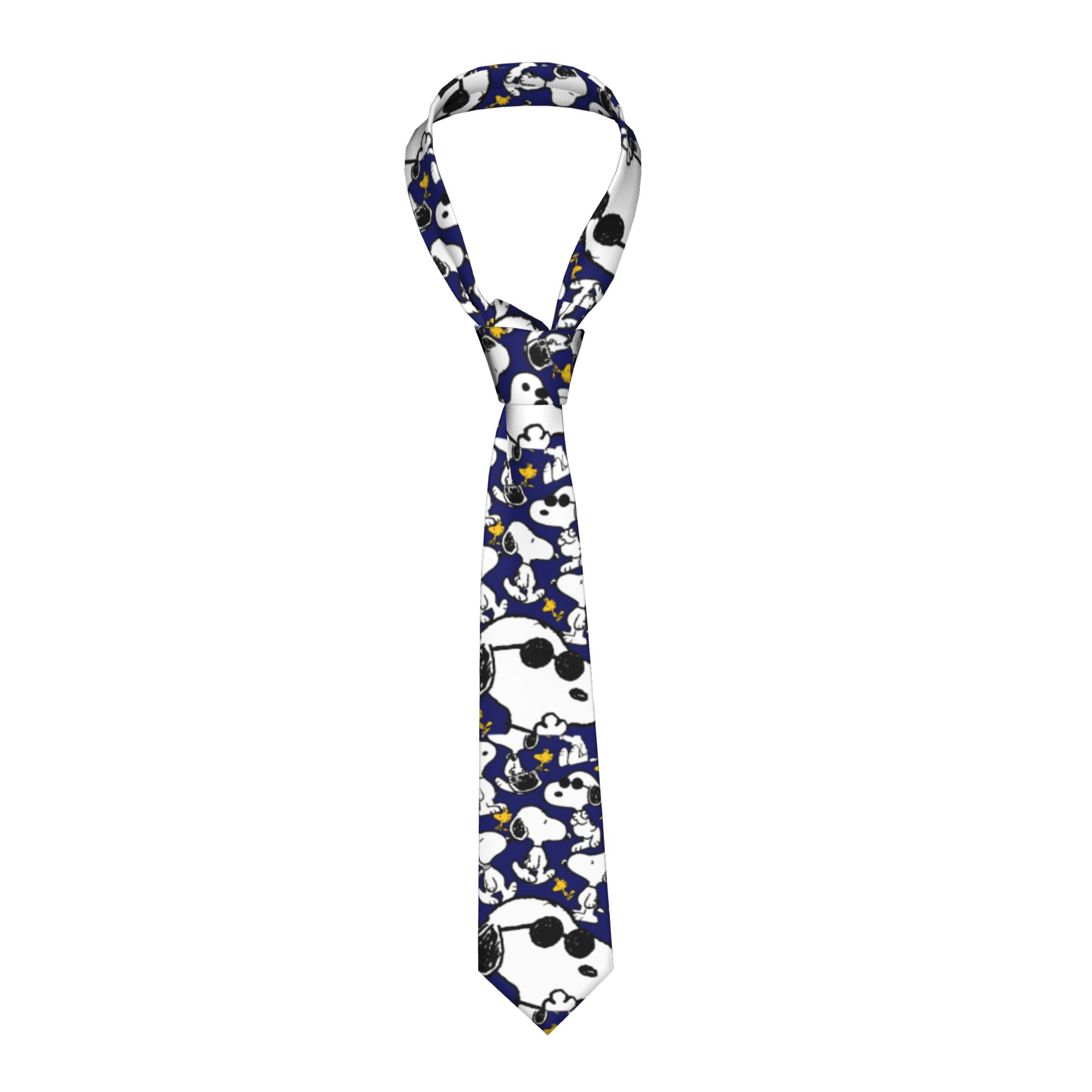 Skinny Tie Men - เนคไทลายสนูปปี้และวูดสต็อก แบบยูนิเซ็กส์ ขนาด 8 ซม. เนคไทการ์ตูนสำหรับผู้ชาย