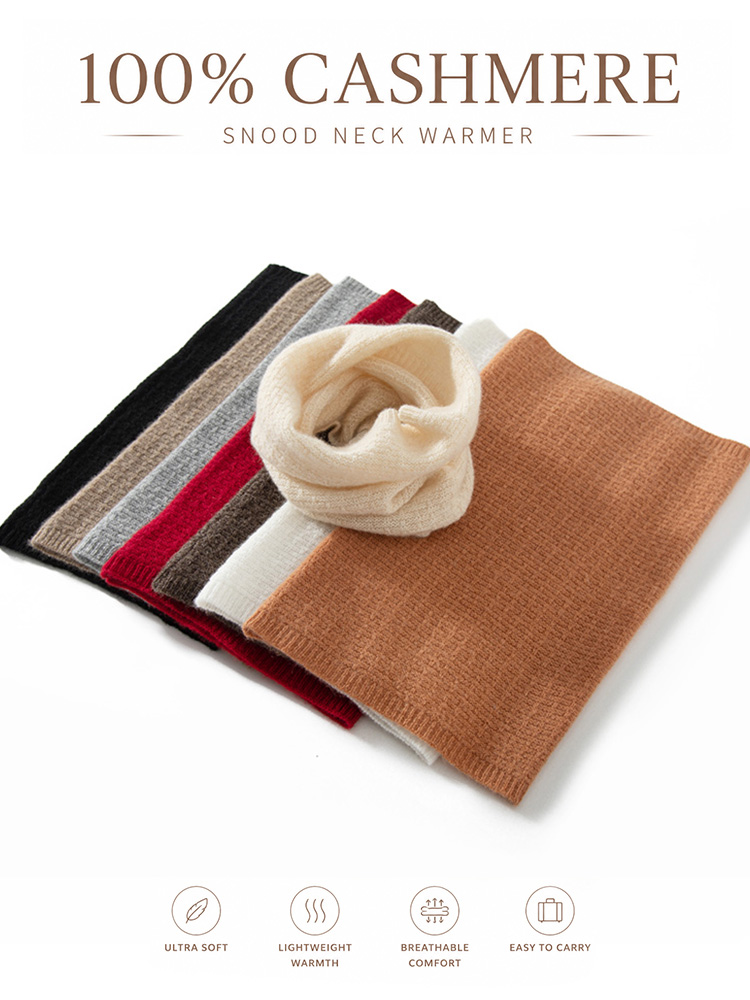 Infinity Scarf Knit - ผ้าพันคอไหมแคชเมียร์แท้ 100% แบบวาฟเฟิล สำหรับผู้หญิงและผู้ชาย ให้ความอบอุ่นในฤดูหนาว แบบสโนด