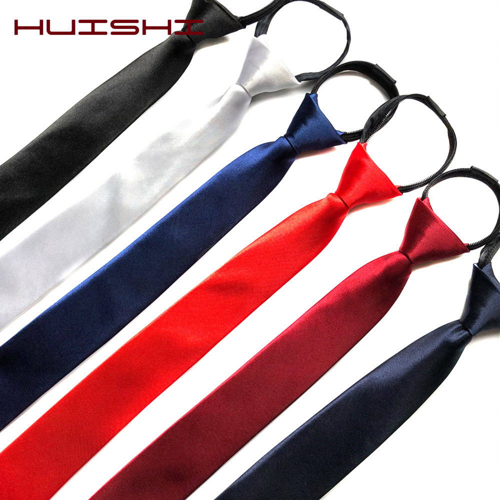Skinny Tie Men - HUISHI Pre-tied Zipper Tie คอ Mens