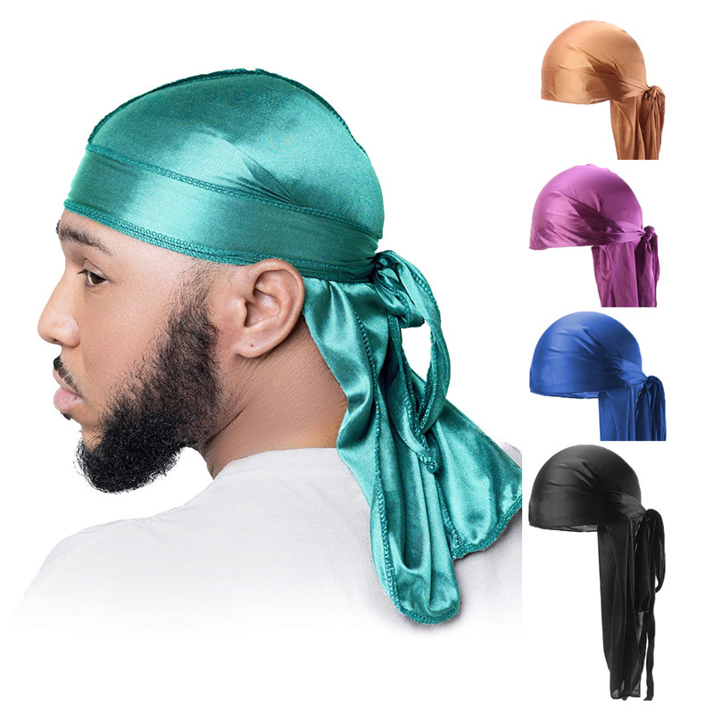 Bandana Doo Rag - 5ชิ้นใหม่หมวกผ้าโพกหัวผ้าไหม durag ผู้ชายระบายอากาศหางยาว Doo เศษผ้าสำหรับผู้ชายหมวกโจรสลัด