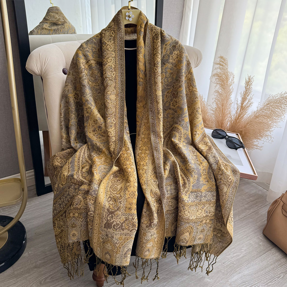 Woven Scarf Blanket - 2025 พู่ผ้าห่มออกแบบสไตล์ชาติพันธุ์หนา Pashmina ฤดูหนาวใหม่ WARM Shawl