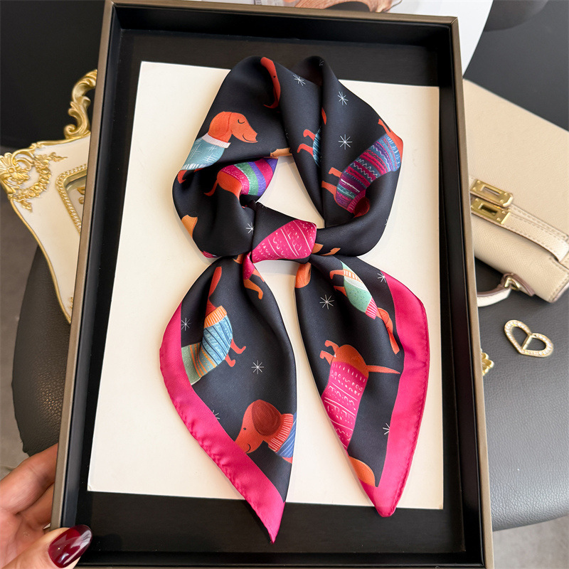 Scarf Silk Square - ผ้าพันคอแฟชั่นลายสุนัขพันธุ์ไวเนอร์ ผ้าไหมสำหรับผู้หญิง ผ้าพันคอฮิญาบ ผ้าโพกศีรษะ ผ้าพันคอสี่เหลี่ยมสำหรับผู้หญิง ขนาด