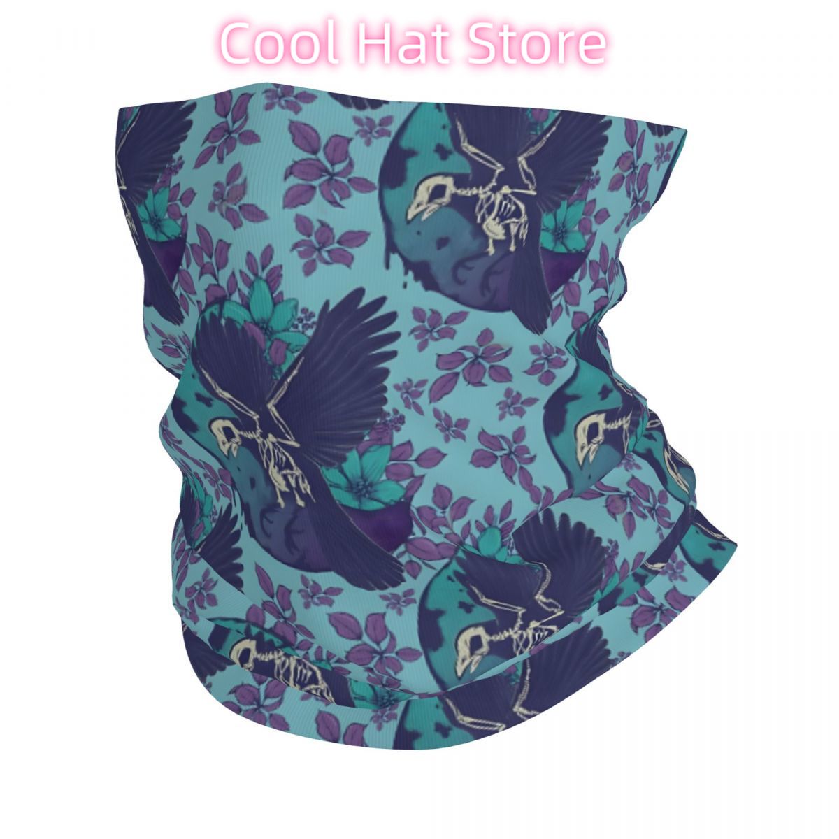 Neck Warmer Tube - ผ้าพันคอแบบท่อสำหรับผู้ชาย ลายโครงกระดูกอีกาและพระจันทร์ ใช้สำหรับเล่นสกี วิ่ง หรือเป็นผ้าคลุมหน้าสำหรับบุคลากรทางการแพทย์