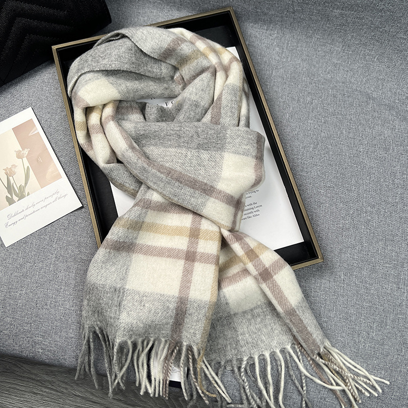 Muffler Men Wool - คุณภาพสูง 100% ผ้าพันคอขนสัตว์ฤดูหนาวฤดูใบไม้ร่วงผู้หญิงผู้ชายขนสัตว์ Scaves ผู้หญิงใหม่สไตล์อังกฤษ WARM