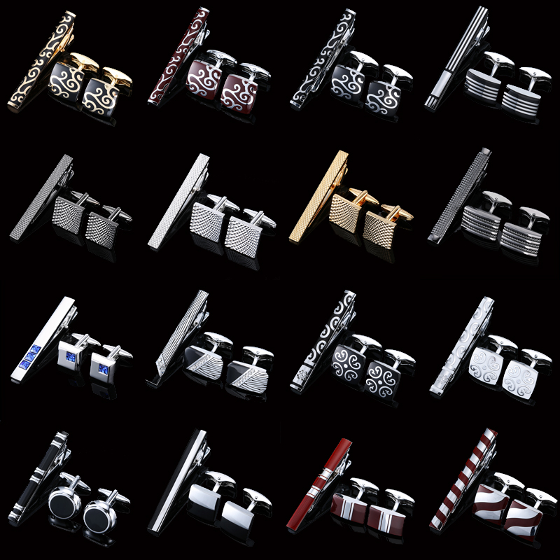 Tie Bar Set Gift - คุณภาพสูงข้อมือและชุดคลิป Tie เนคไท Tie Pin สำหรับชายคลาสสิกรูปแบบ