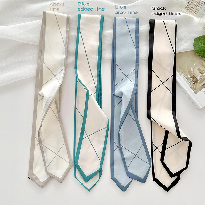 Head Wrap Turban - หรูหราเกาหลีทอลายทแยงตกแต่งริบบิ้นผ้าพันคอขนาดเล็กสําหรับผู้หญิงผมวงผ้าพันคอขนาดเล็กผูกกระเป๋าจับริบบิ้นคาดศีรษะเลดี้ผูก