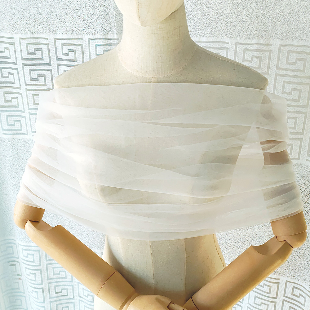 Stole Wedding Shawl - ผู้หญิงจีบTulle Sheer Wrapงานแต่งงานเจ้าสาวปิดไหล่Stole Elegantอย่างเป็นทางการผ้าคลุมไหล่ปุ่มงาช้างปรับแต่งได้