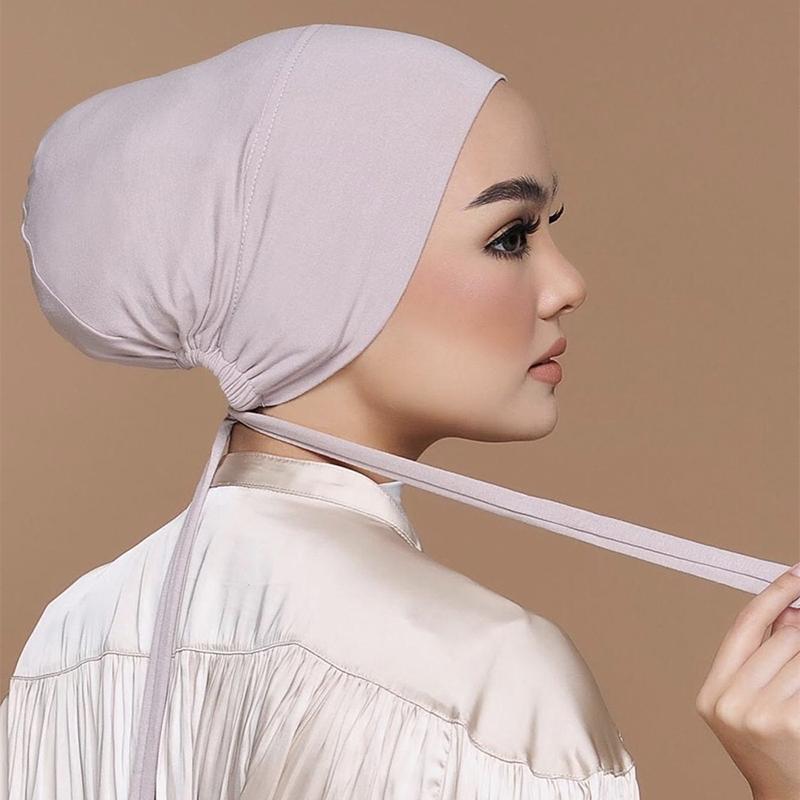 Head Wrap Turban - หมวกฮิญาบแบบนุ่มใหม่ ผ้าคลุมผมมุสลิม หมวกฮิญาบแบบสวมด้านใน ผ้าคลุมผมอิสลาม หมวกอินเดีย ผ้าโพกศีรษะผู้หญิง
