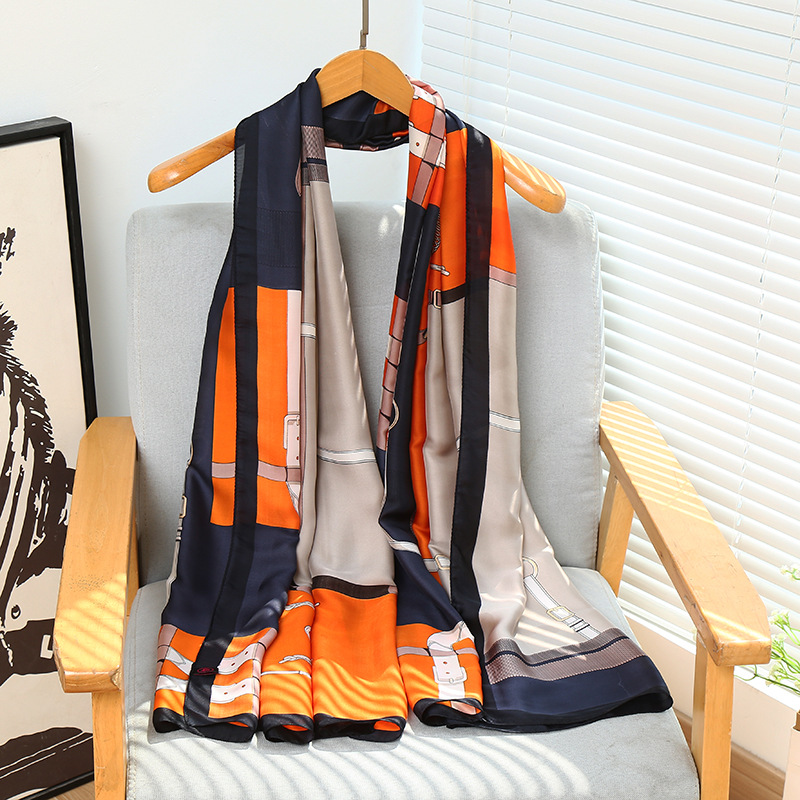 ผ้าพันคอไหมพิมพ์ลายโซ่ ขนาด 18 - Face Scarf Mask บทวิจารณ์และราคา