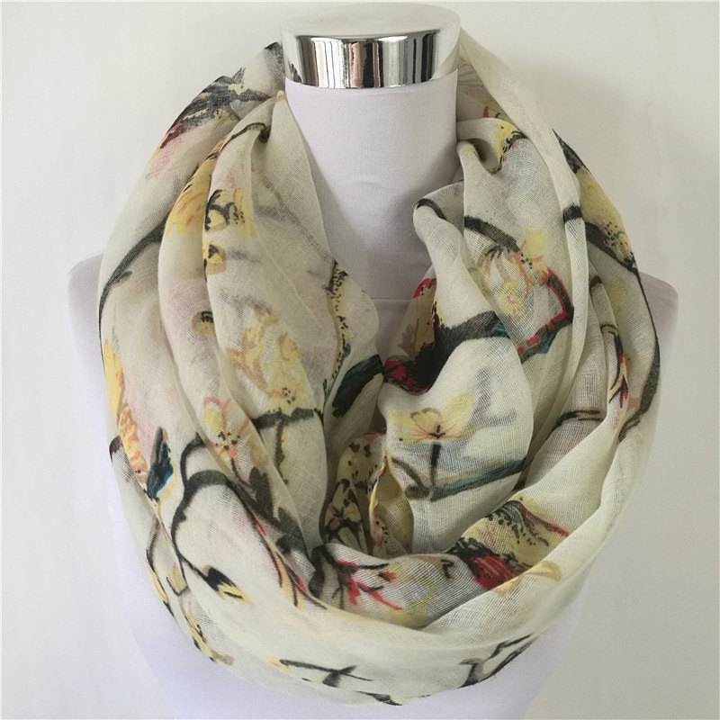 ใหม่ Magpie Bird พิมพ์เหนียว M - Infinity Scarf Knit บทวิจารณ์และราคา