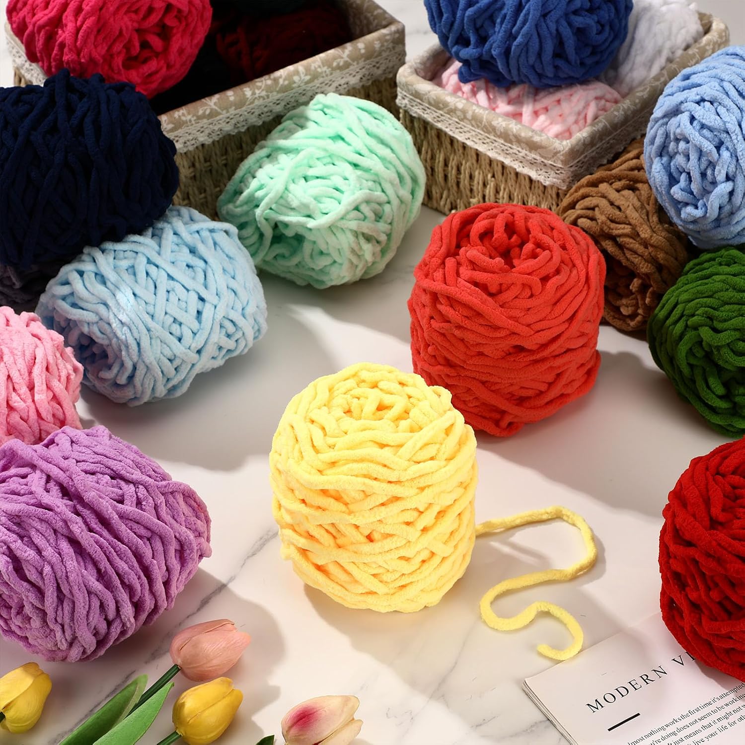 ไหมพรมเชนิลล์ 3 ชิ้น 300 กรัม  - Woven Scarf Blanket บทวิจารณ์และราคา