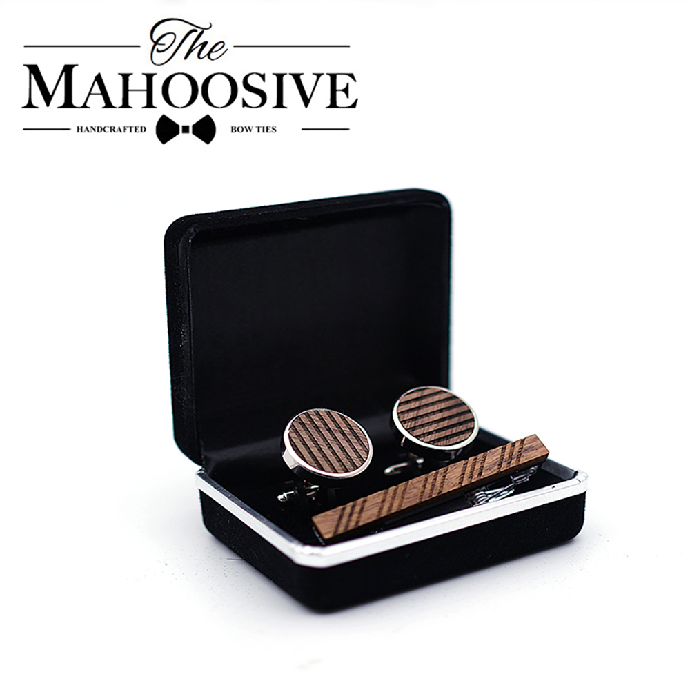 ไม้คุณภาพสูง Cuff Links เนคไทค - Tie Bar Set Gift บทวิจารณ์และราคา
