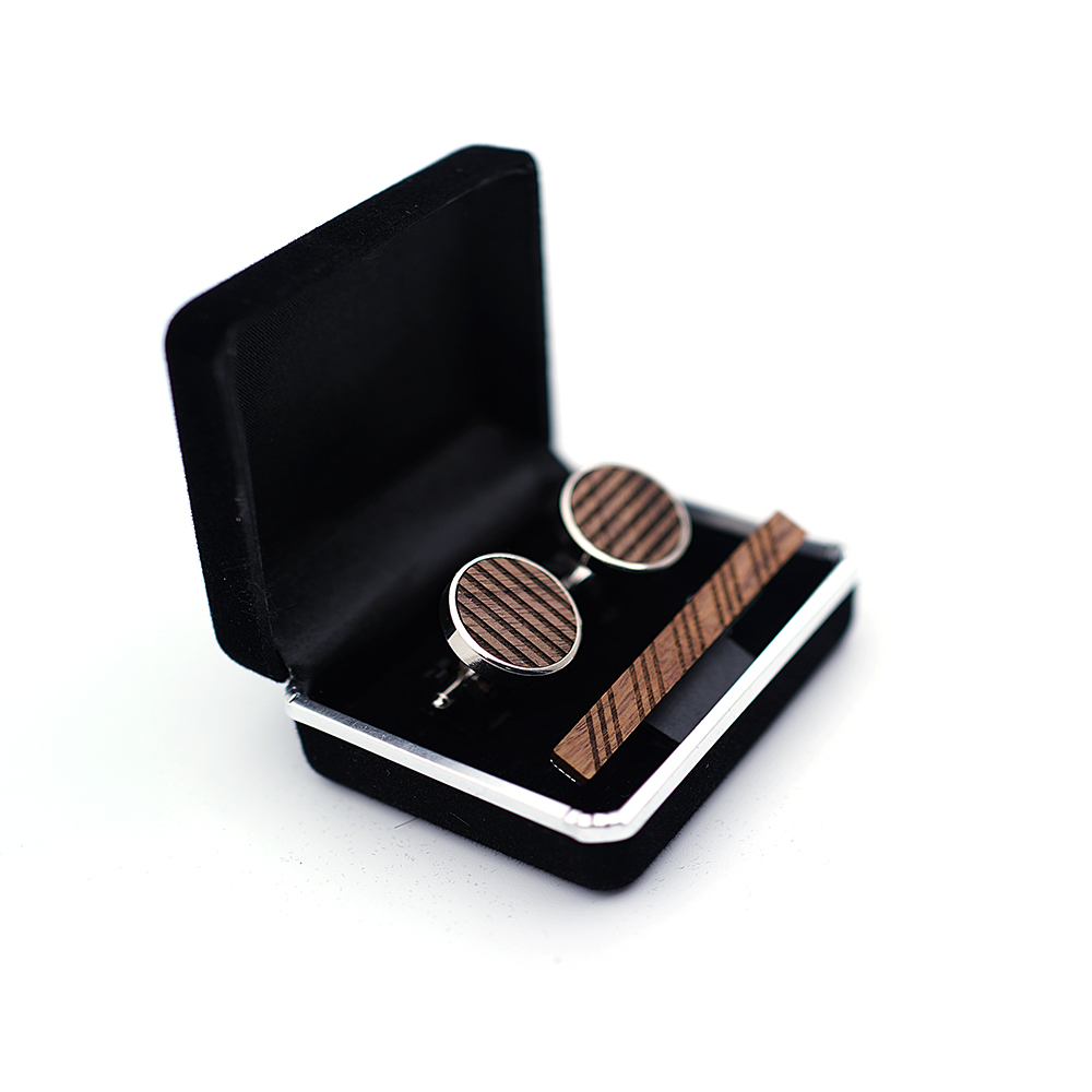 ไม้คุณภาพสูง Cuff Links เนคไทค - Tie Bar Set Gift บทวิจารณ์และราคา