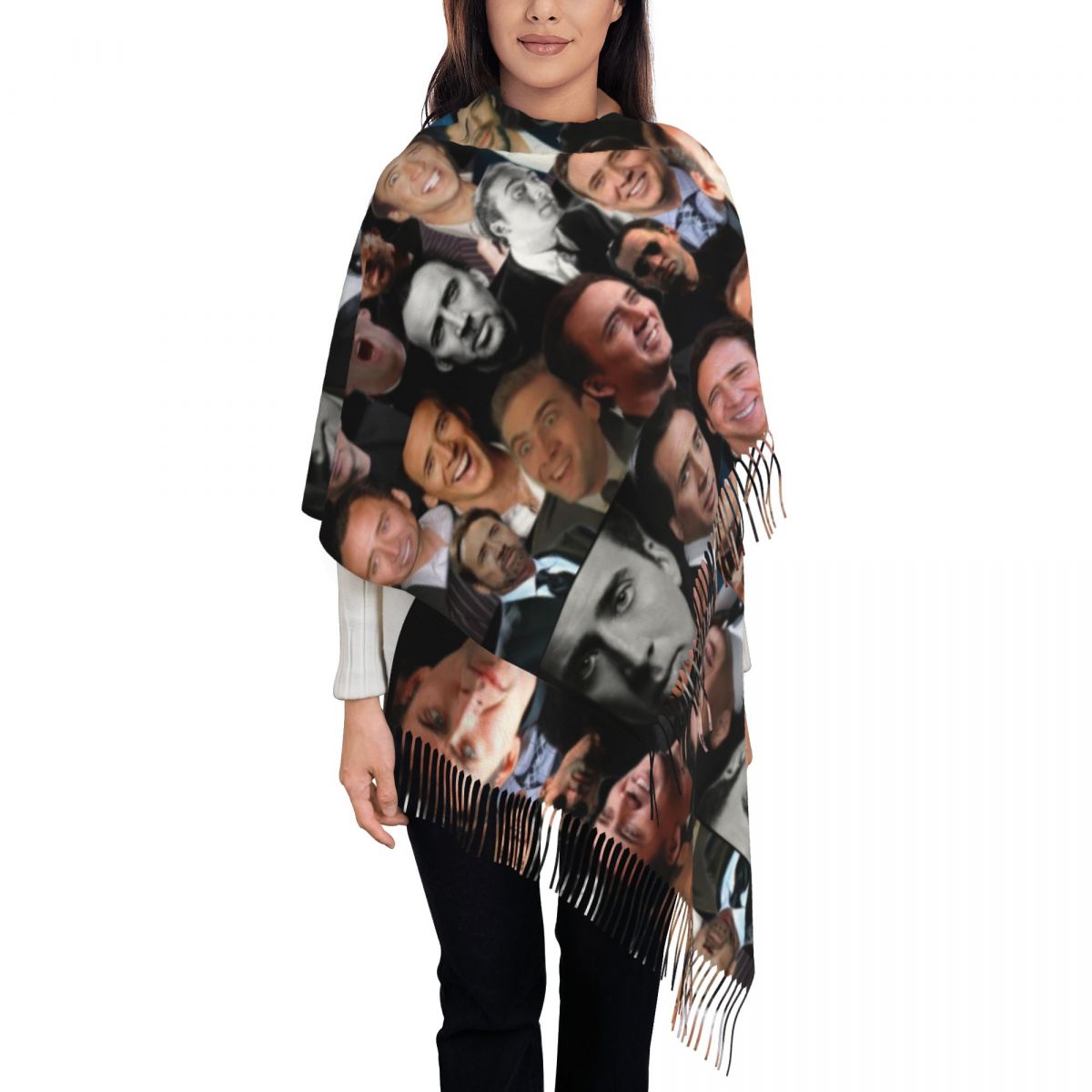 ผ้าคลุมไหลลายคอลลาจนิโคลัส เคจ - Pashmina Wrap Large บทวิจารณ์และราคา