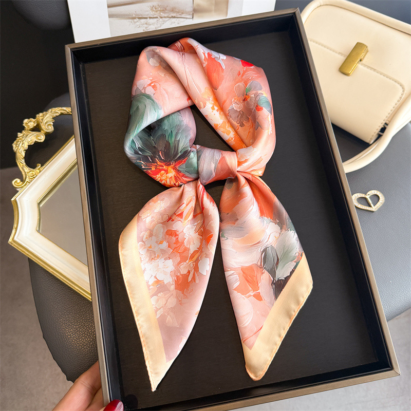 ผ้าพันคอไหมพิมพ์ลายดอกไม้ใหม่ป - Scarf Silk Square บทวิจารณ์และราคา