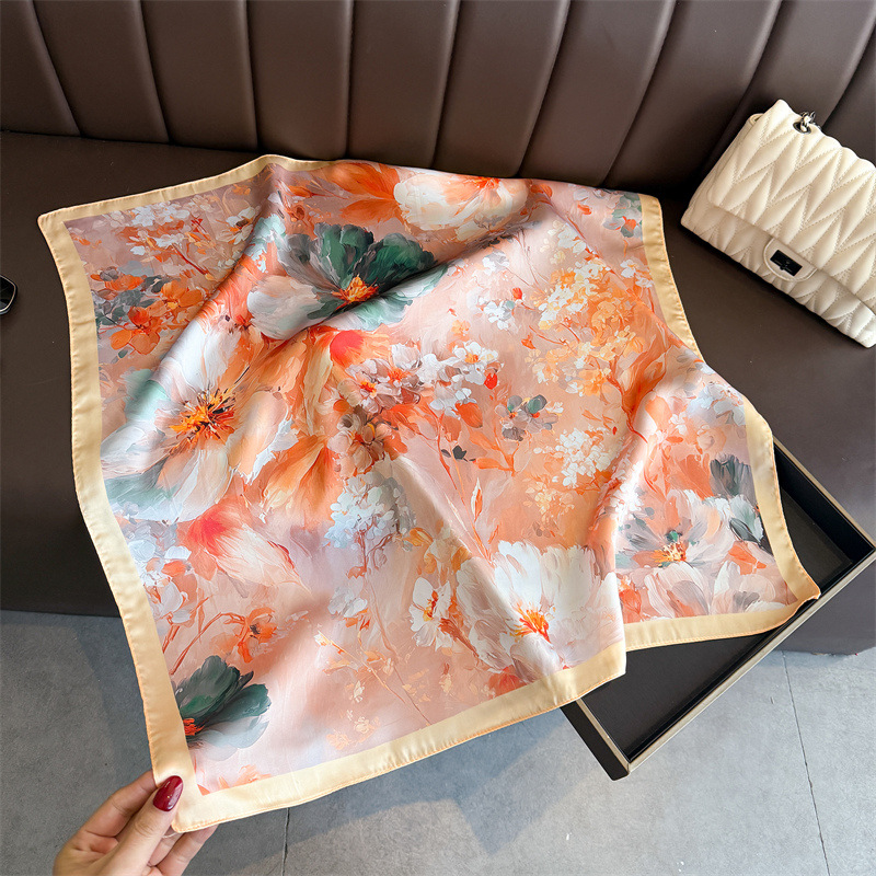 ผ้าพันคอไหมพิมพ์ลายดอกไม้ใหม่ป - Scarf Silk Square บทวิจารณ์และราคา