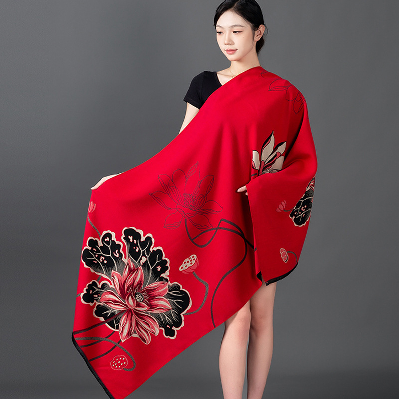 ผู้หญิงฤดูหนาวผ้าคลุมไหล่ผ้าพั - Woven Scarf Blanket บทวิจารณ์และราคา
