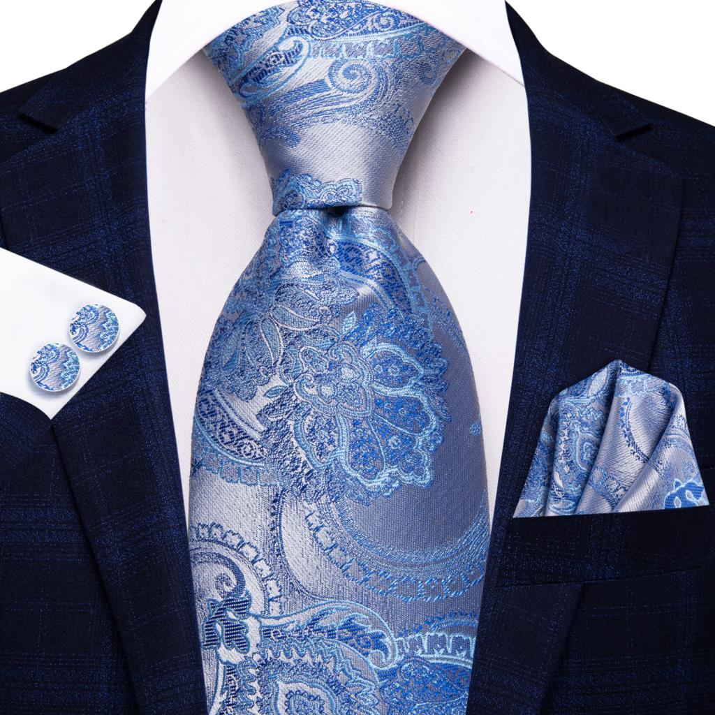 เนคไทแฟชั่นดีไซน์เนอร์สีฟ้าอ่อ - Silk Tie Striped บทวิจารณ์และราคา