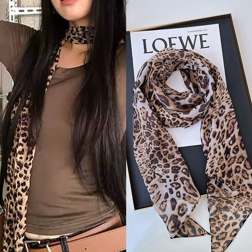 เสือดาวขนาดเล็กยาวผ้าพันคอผ้าไ - Silk Neck Scarf บทวิจารณ์และราคา