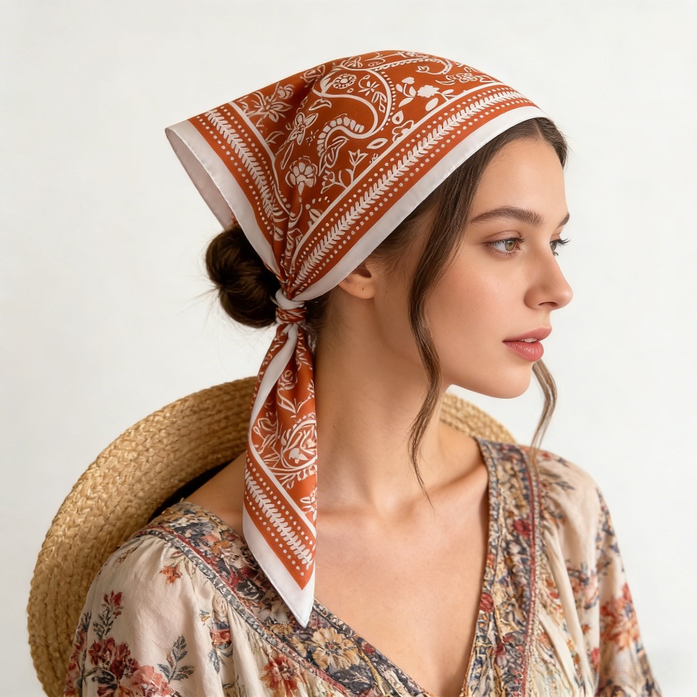 ผ้าพันคอไหมพิมพ์ลายเม็ดมะม่วงห - Scarf Silk Square บทวิจารณ์และราคา