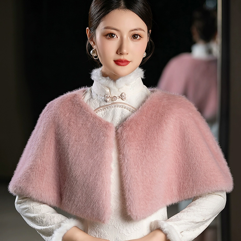 ผู้หญิงฤดูหนาว Faux FUR Shawl  - Stole Wedding Shawl บทวิจารณ์และราคา