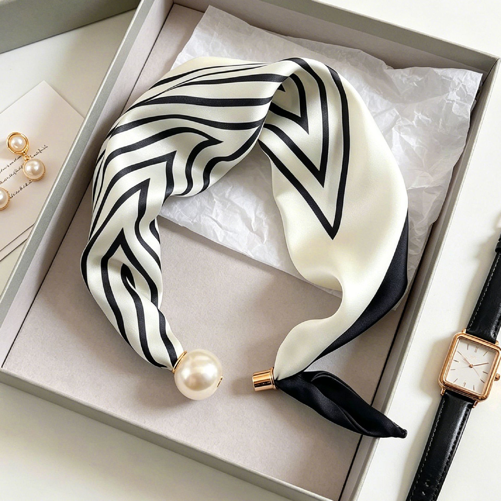 ผ้าพันคอไข่มุกลายเส้นสุดหรูสำห - Ascot Neck Scarf บทวิจารณ์และราคา