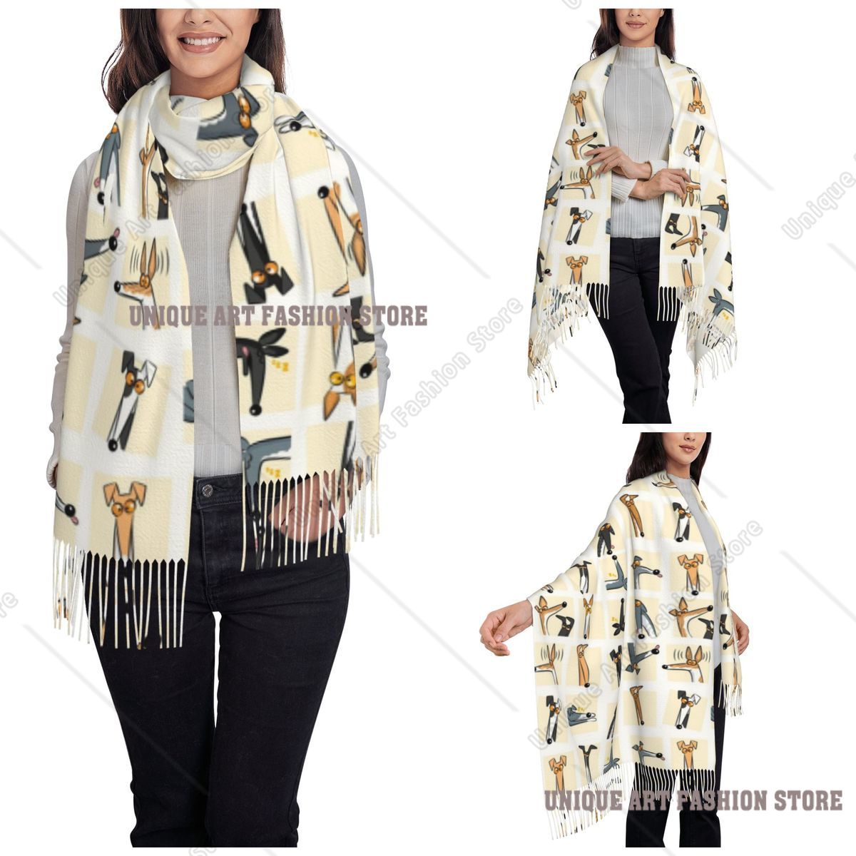 ผ้าพันคอพู่ห้อยสำหรับผู้หญิง ส - Pashmina Wrap Large บทวิจารณ์และราคา