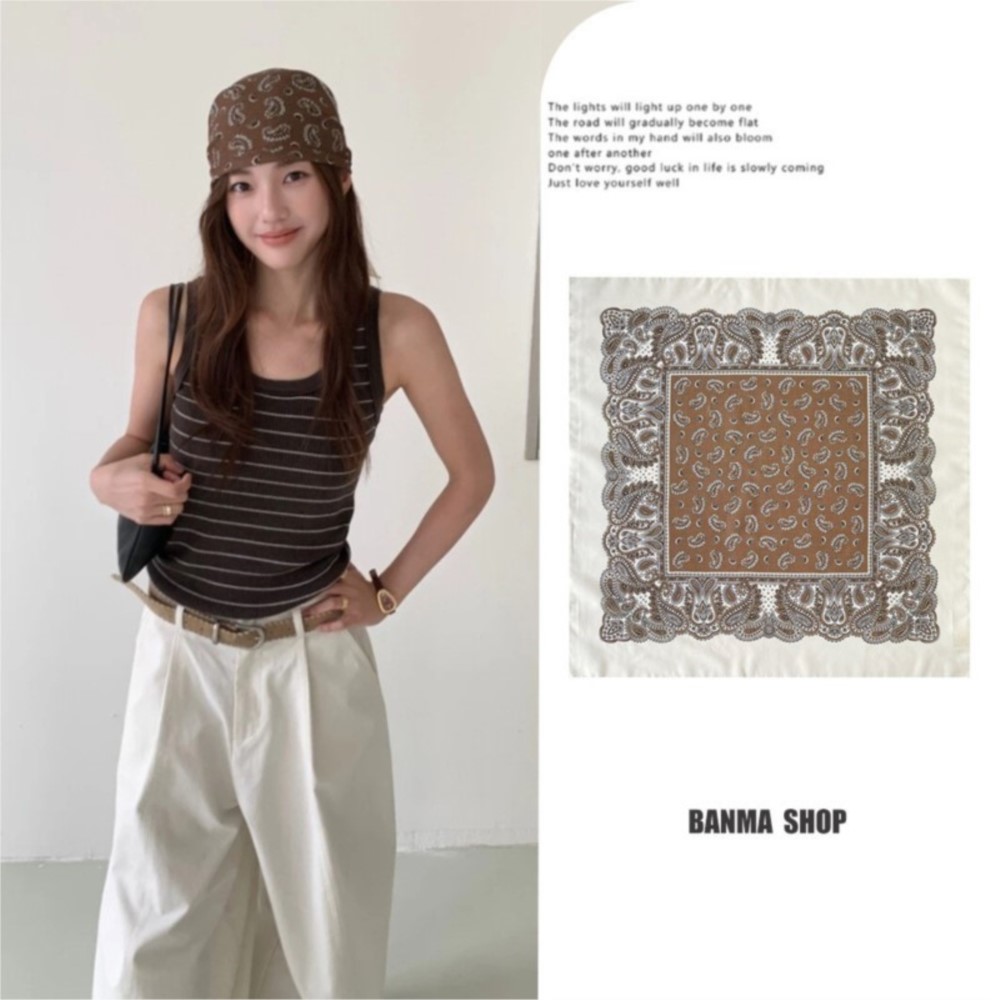 ผ้าพันคอทรงสี่เหลี่ยมลายเพสลีย - Bandana Cotton บทวิจารณ์และราคา