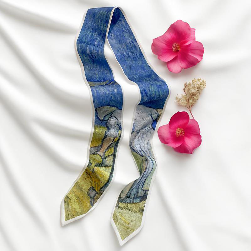 ผ้าพันคอผูกผมแบบยาว ผ้าพันคอผื - Silk Neck Scarf บทวิจารณ์และราคา