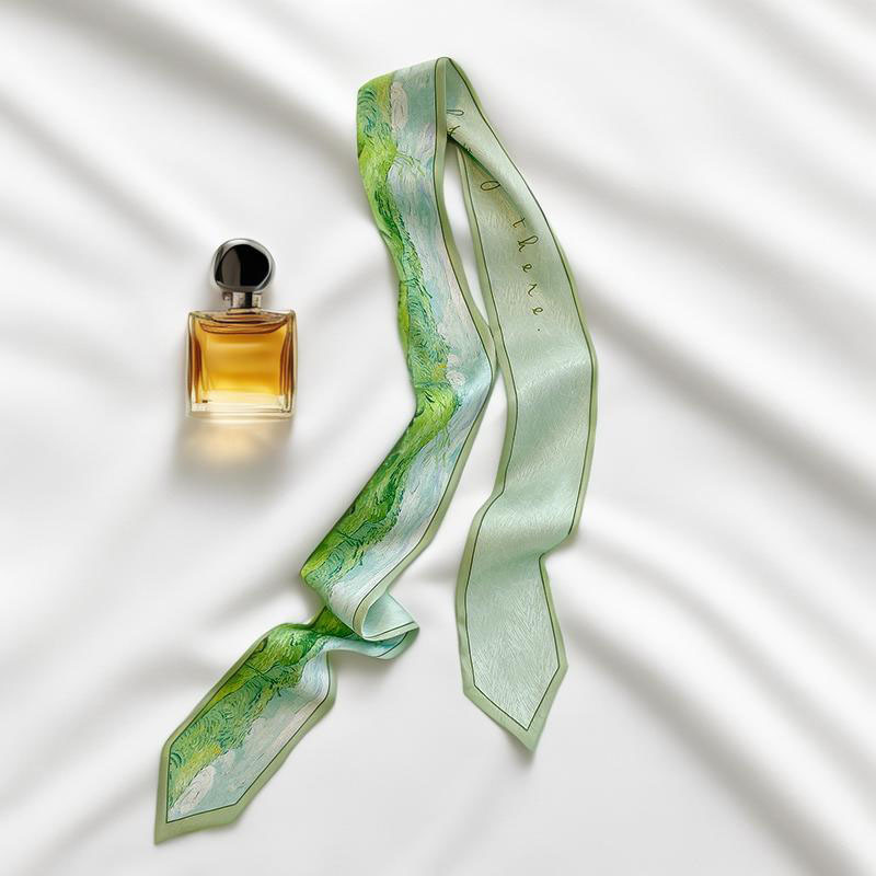 ผ้าพันคอผูกผมแบบยาว ผ้าพันคอผื - Silk Neck Scarf บทวิจารณ์และราคา