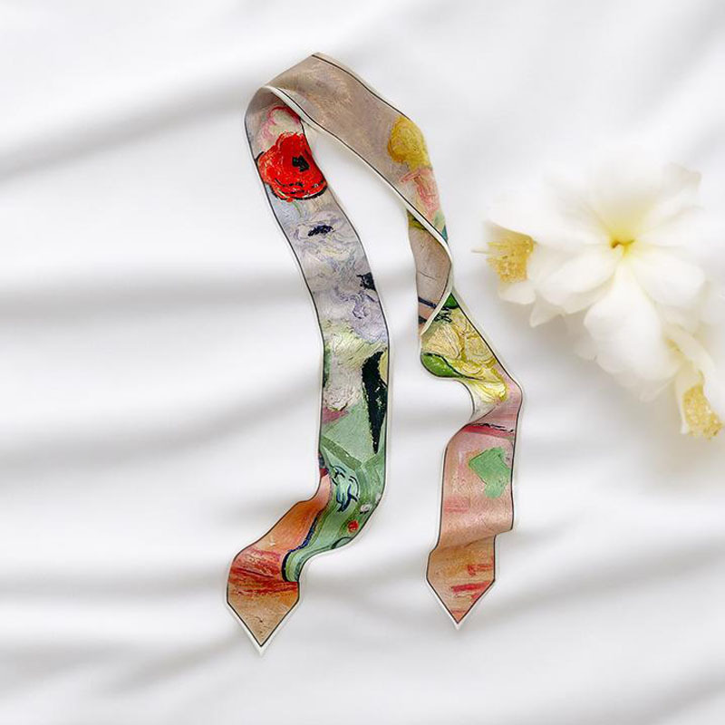 ผ้าพันคอผูกผมแบบยาว ผ้าพันคอผื - Silk Neck Scarf บทวิจารณ์และราคา