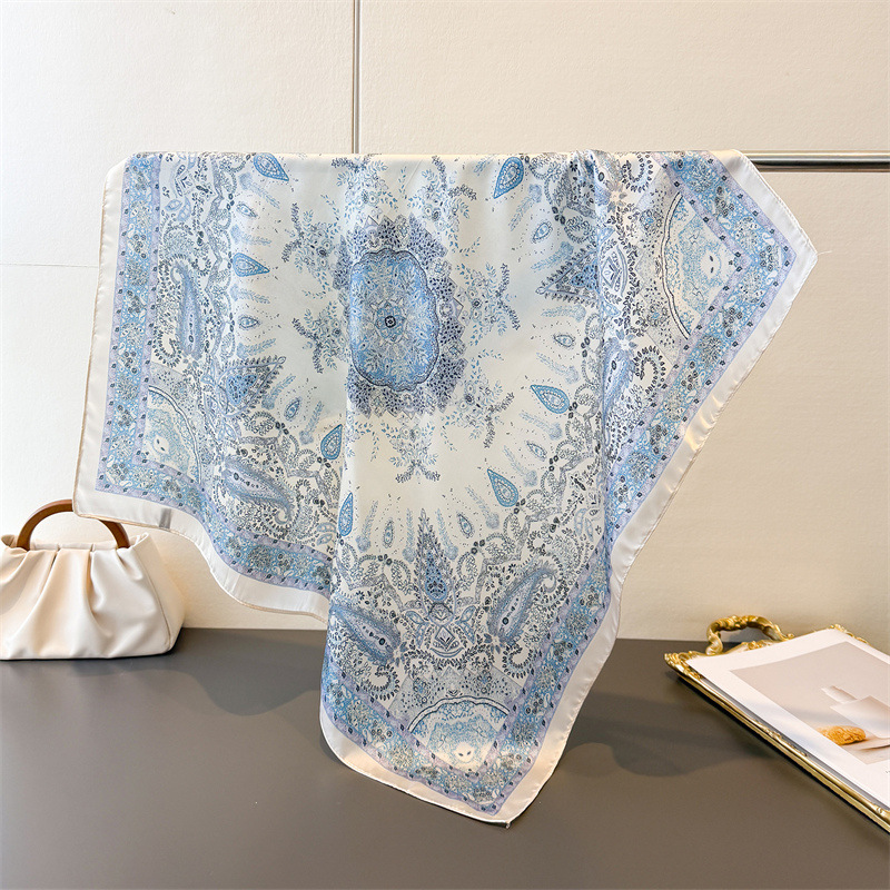 ผ้าพันคอซาตินบางลายดอกไม้สไตล์ - Face Scarf Mask บทวิจารณ์และราคา