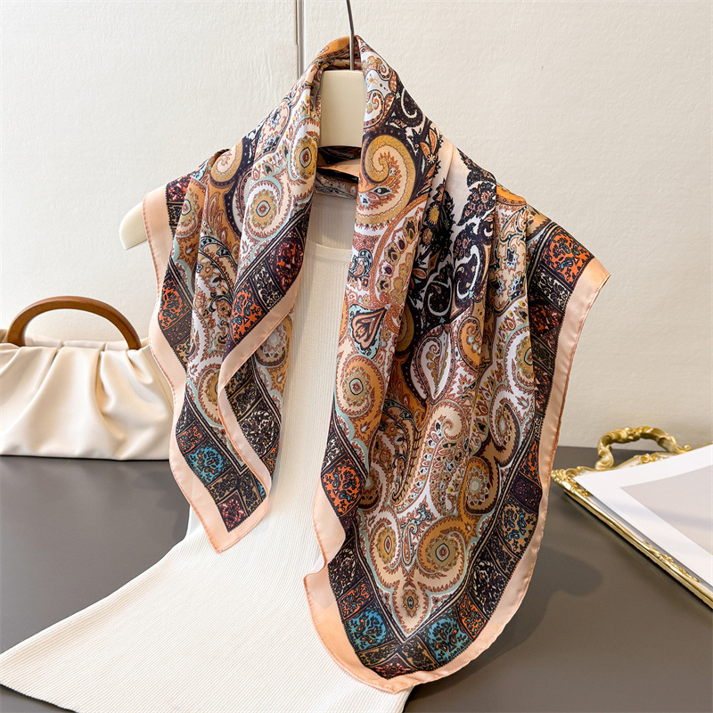 ผ้าพันคอซาตินบางลายดอกไม้สไตล์ - Face Scarf Mask บทวิจารณ์และราคา