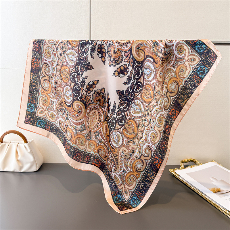ผ้าพันคอซาตินบางลายดอกไม้สไตล์ - Face Scarf Mask บทวิจารณ์และราคา