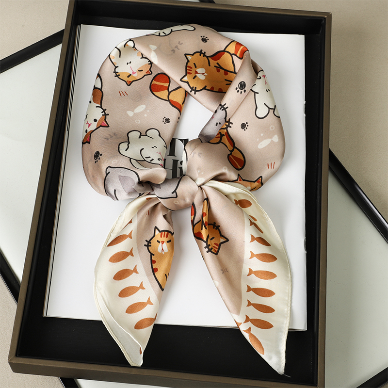 หรูหราผ้าคลุมไหล่ผ้าไหมแมวไขมั - Scarf Silk Square บทวิจารณ์และราคา