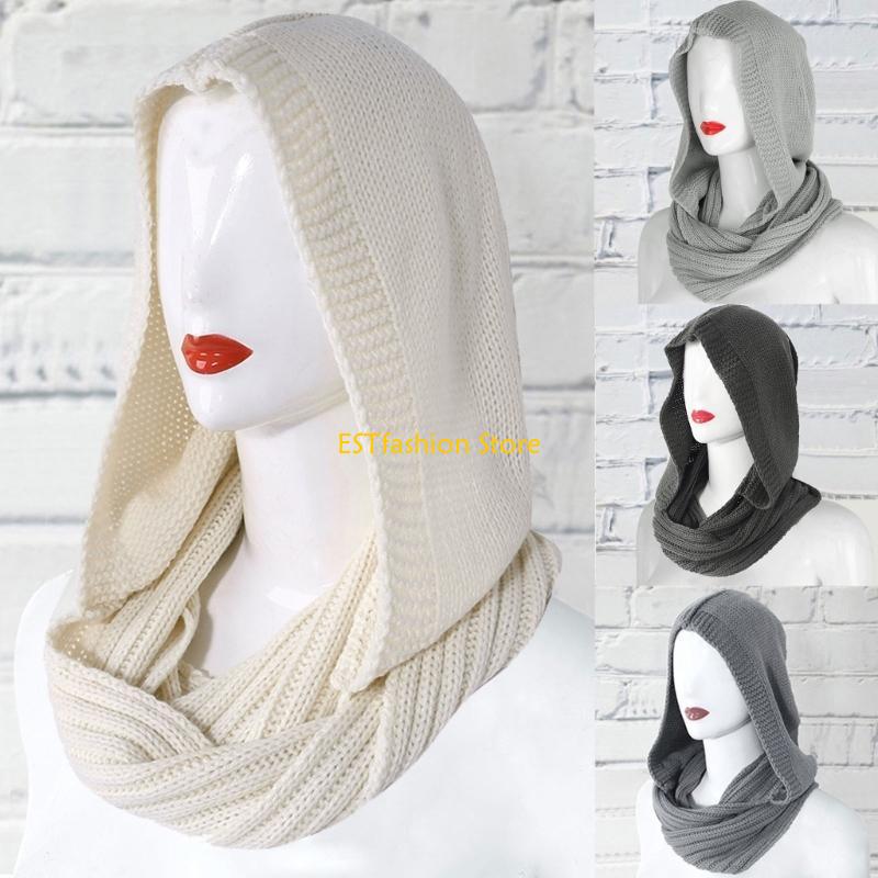Y5GC ผู้หญิงฤดูหนาวถักฮู้ดสำหร - Infinity Scarf Knit บทวิจารณ์และราคา