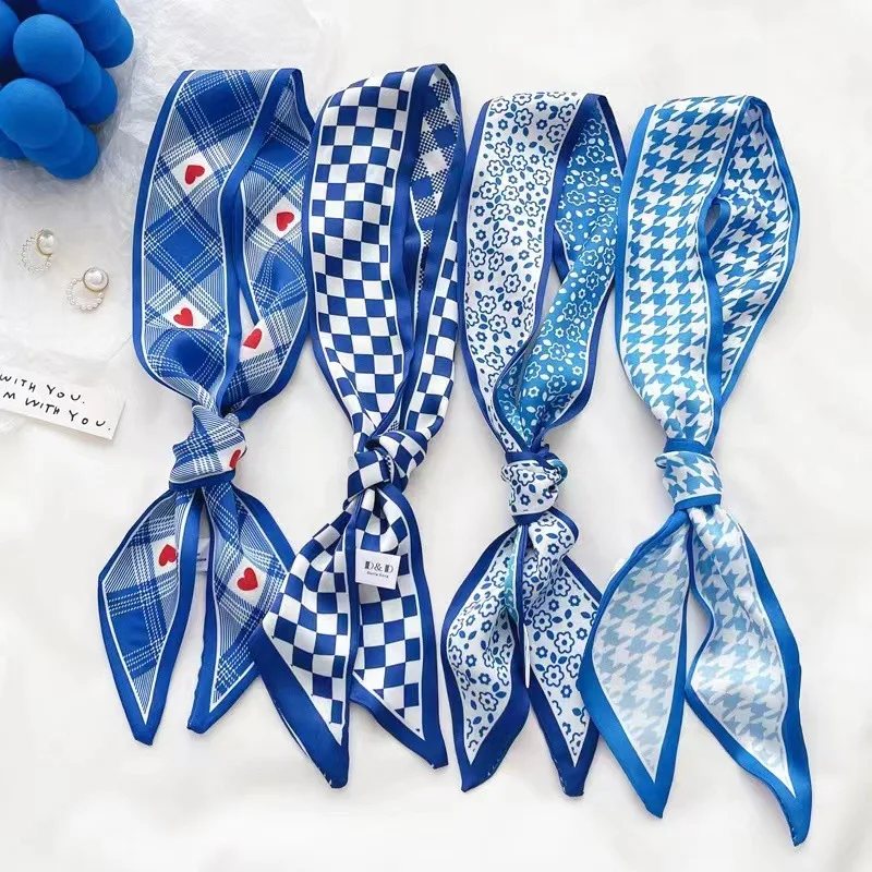 ผ้าพันคอไหมสีน้ำเงินไคลน์ ลายต - Ascot Neck Scarf บทวิจารณ์และราคา