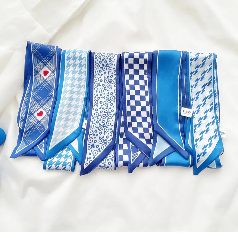 ผ้าพันคอไหมสีน้ำเงินไคลน์ ลายต - Ascot Neck Scarf บทวิจารณ์และราคา